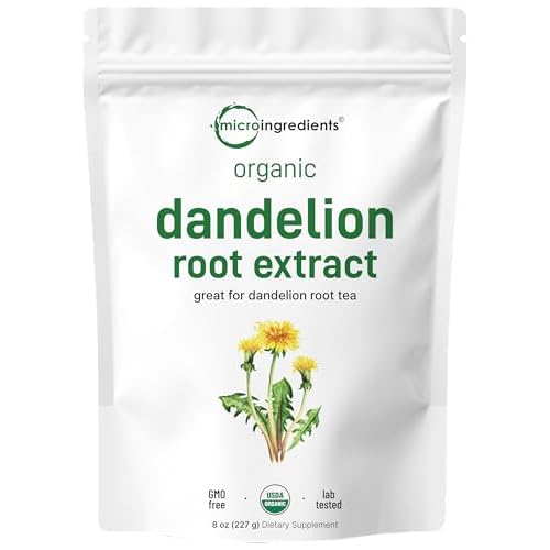 Organic Dandelion Root Tea Powder, 8oz | Up to 220 Servings | Pure Dark Roasted Dandelion Root Supplement for Tea | Herbal Extract for Digestion & Imm