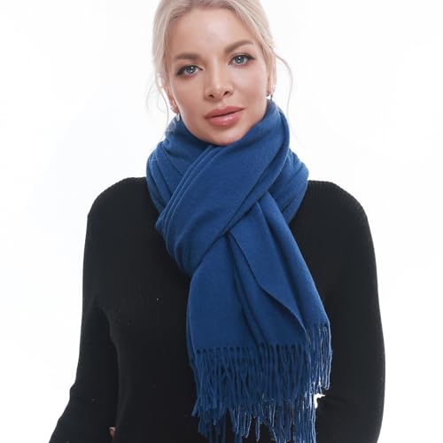 SWAT PANY Scarf for Woman Winter Warm Scarves Pashmina Shawls and Wraps Oversized Scarf Dark Blue