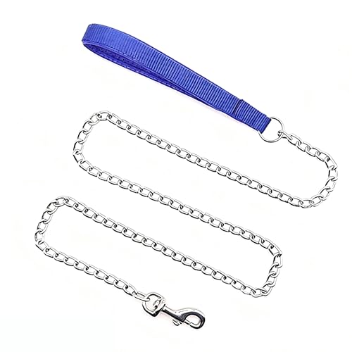 Heavy Duty Metal Dog Lead Durable Strong Chew Proof Puppy Leashes for Small Medium Large Breed Pet Dogs Blue S(4 ft. x 2.0 mm)
