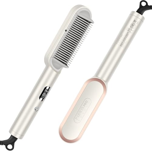 Ionen Glättbürste - PARWIN PRO BEAUTY Haarglätter Bürste - Glättungsbürste mit LED-Anzeige - Hair Straightener Brush Mit Verbrühungsschutz - 4