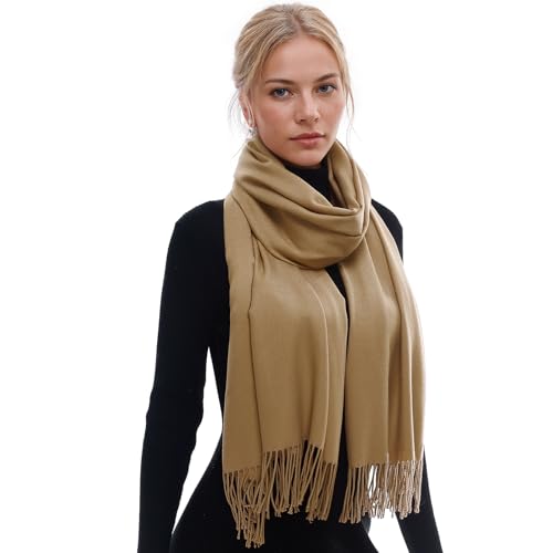 RIIQIICHY Scarf for Women Scarves and Wraps Winter Warm Pashmina Shawl for Cold Weather Camel