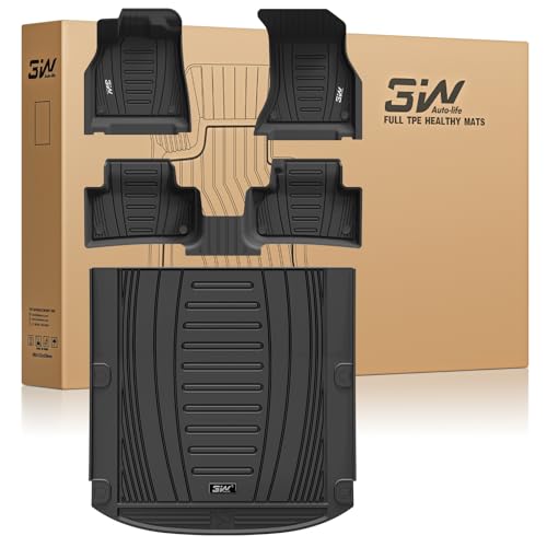 3W Floor Mats Compatible for Audi Q5-SQ5 2018-2024 2025 Custom Fit TPE All Weather Heavy Duty Waterproof Tech Floor Liner for Q5 PHEV SQ5 Sportback 1s