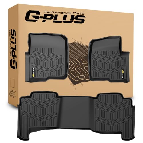 G-PLUS Floor Mats 3PCS Compatible with Ford F150 SuperCrew Cab 2004 2005 2006 2007 2008 1st & 2nd Row All Weather Protection TPE Floor Liners Black 20