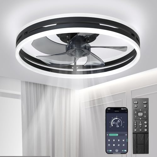 Leise Deckenventilator Mit Beleuchtung 72W Dimmbare Deckenleuchte Mit Fernbedienung Und APP 6 Geschwindigkeiten Lampe Mit Ventilator Timer Deckenventi