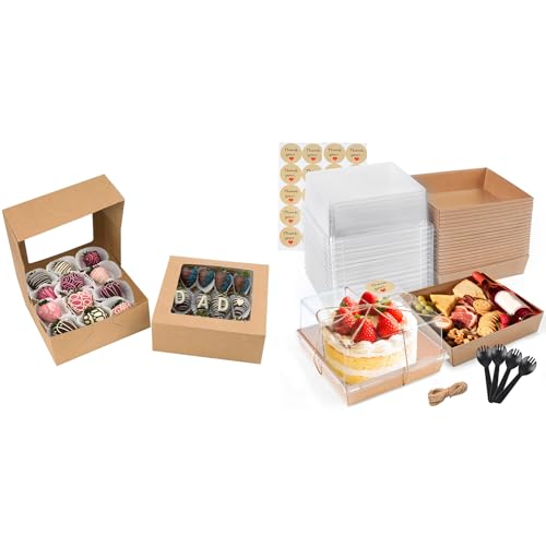 Bundle of Kraft Cookie Boxes Candy Boxes and 40 Pack Small Cake Boxes for Cupake Pudding Party Wedding Birthday