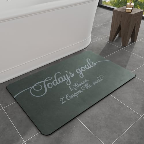 MontVoo -Bath Mat Rug- Non Slip Quick Dry Absorbent Thin Bathroom Rugs Fit Under Door-Faux Suede Surface Bathroom Floor Mats-Shower Rug for in Front o