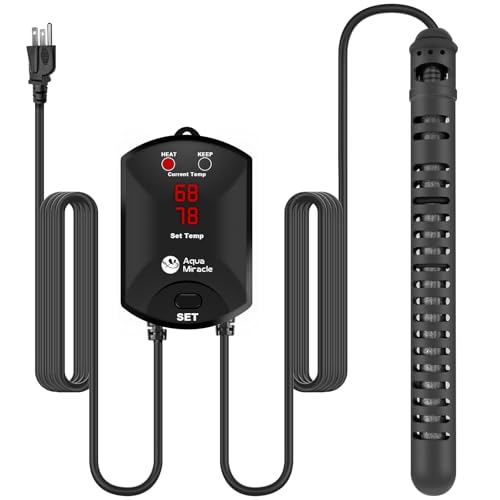AquaMiracle Aquarium Heater Fish Tank Heater 300W with Dry-Run-Overheating Protection and Memory Function, External Thermostat with LED Digital Displa