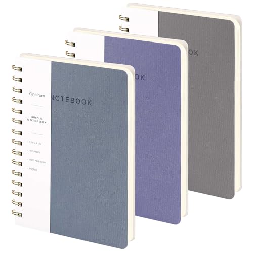 Spiral Notebook - Lined 160 Pages Journal with Back Pockets for College Journal, Twin-Wire Binding Notebook Perfect for Office & Home School Supplies
