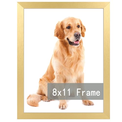 RUN HELIX 8x11 Picture Frame Gold for Wall Hanging or Tabletop- Wall Mounting Horizontally or Vertically, 8 x 11 Wall Gallery Poster Photo Frame for 8