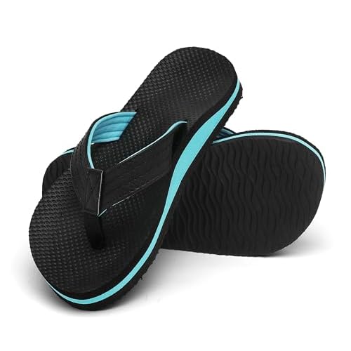 INMINPIN Kids Boys Girls Flip Flops Comfort Quick-Dry Beach Pool Aqua Thong Sandals(Little Kid-Big Kid) 12 Little Kid Black Blue