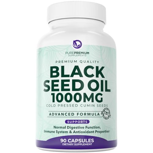 PurePremium Black Seed Oil 500mg - Organic Nigella Sativa Seeds, Cold Pressed Black Cumin Oil Extract - Hair-Skin Supplement for Men - Women pack of 9