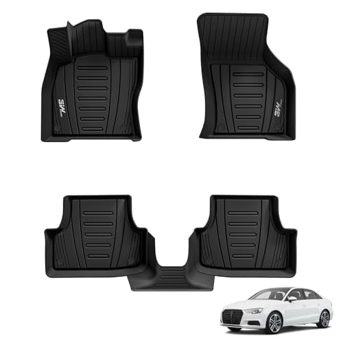 3W Floor Mats Custom Fit for 2021-2023 2024 Audi A3 Sportback 8Y, TPE All Weather Floor Liner for A3 1st and 2nd Row Full Set Car Mats