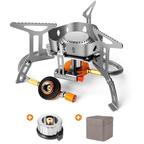 Odoland 3500W Windproof Camping Gas Stove Portable Collapsible Outdoor Camping Stove with Piezo Ignition Backpacking Stove for Outdoor Cooking Hiking