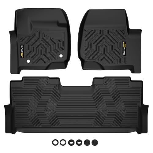 G-PLUS TPE Floor Mats Compatible with Ford F250 F350 F450 2017-2024 Super Duty Crew Cab w-Under Seat Storage Floor Liners All Weather Full Cover Prote