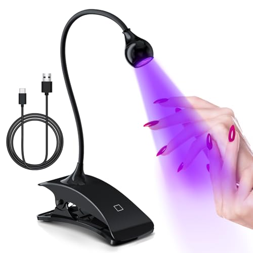 AORAEM UV Nail Lamp Gooseneck UV Light for Gel Nails Touch Flash Cure Lamp 3W USB Plug Play Nail Dryer with Clamp, Portable LED Gel Light 3 Level Timi