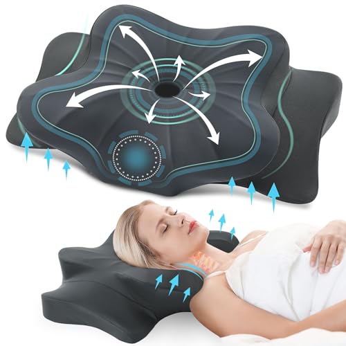 DONAMA Cervical Pillow for Neck and Shoulder,Contour Memory Foam Pillow,Ergonomic Neck Support Pillow for Side Back Stomach Sleepers with Pillowcase-K