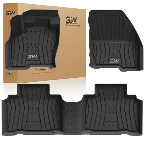 3W Floor Mats for Lincoln MKX 2016 2017 2018 & Lincoln Nautilus 2019-2022, Custom Fit TPE All Weather Floor Liners, 1st & 2nd Row Full Set, Black Linc