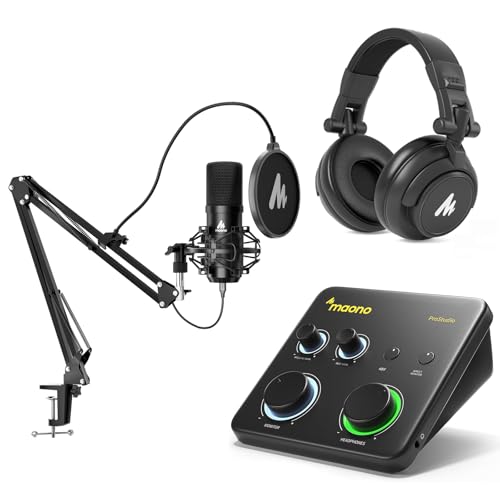 MAONO USB XLR Condenser Microphone Set: PC Computer Podcast Cardioid Metal Mic Kit with Software for Recording, Studio, Singing, YouTube (PS22 Lite+A0