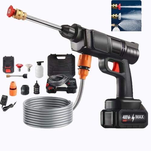 Cordless Pressure Washer, 30Bar Pressure Water Spray Gun, 48V Lithium Battery Lasts for 60 Min with Fully Charged, Portable High Pressure Car Washer f