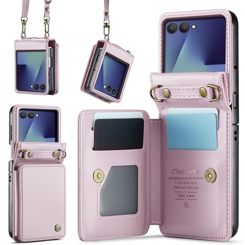 for Samsung Galaxy Z Flip 7 Wallet Case with RFID Blocking and 4 Credit Card Holder, Premium Durable Leather Magnetic Clasp Kickstand Heavy Duty Shock