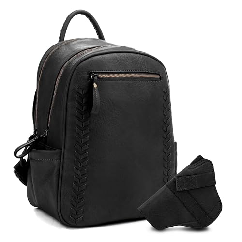 JESSIE & JAMES Women's Large Multi Compartments Fashion Concealed Carry Backpack|BK Black