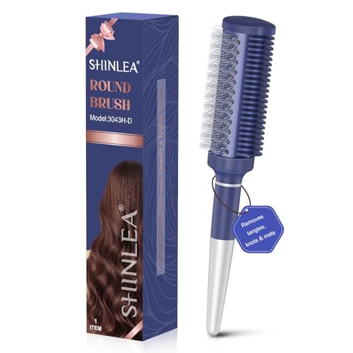 Ceramic Round Brush for Blow Out, Newly Upgraded Round Brush for Blow Drying with Distribution Grooves and Nylon Bristles, Tangle-Free Hair Brushes fo