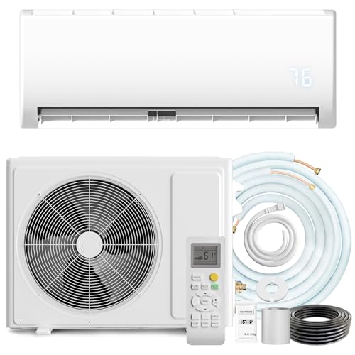 9000 BTU Mini Split Air Conditioner & Heater 19 SEER2 115V Energy Efficient Ductless Inverter 1 Ton Cools Up to 550 Sq. Ft, with Pre-Charged Condenser