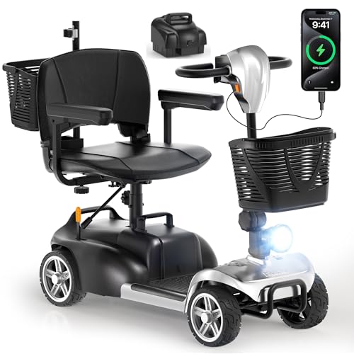 iScooter X02 Pro 4 Wheels Mobility Scooter with Extra Batteries, Portable Electric Mobility Scooter for Seniors& Adults, 40 Miles Electric Wheelchair
