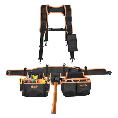 Professional Tool Belt with Suspenders,Heavy Duty Construction for Electrician,Carpenter,Farmer work