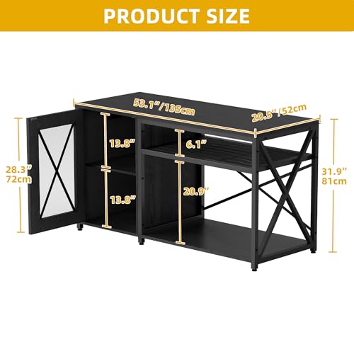 YITAHOME Fish Tank Stand with Power Outlets & LED Light, 55-75 Gallon Metal Aquarium Stand with Cabinet for Fish Tank Accessories Storage for Turtle T