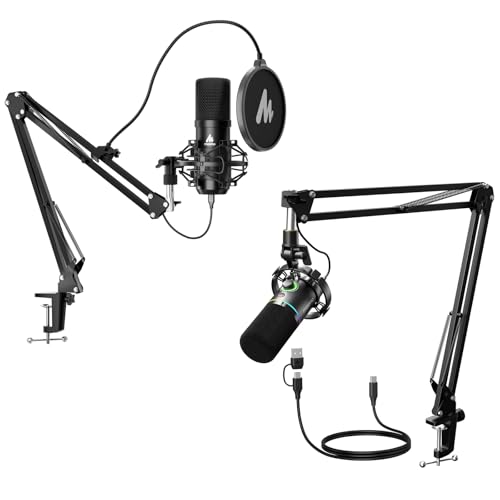 MAONO USB XLR Microphone Set: PC Computer Podcast Cardioid Metal Mic Kit with Software for Recording, Studio, Singing, YouTube (A04 Gen2+PD200XS)