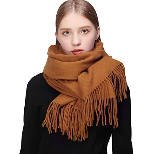 RIIQIICHY 100% Wool Scarf Pashmina Shawls and Wraps for Women Cashmere Warm Winter More Thicker Soft Scarves Bronze
