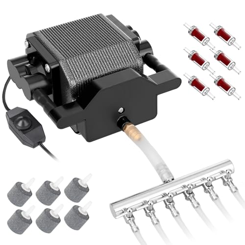 AquaMiracle 6-8-16W Quiet Fish Tank Air Pump 200-317-475GPH High Pressure Aquarium Air Pump Commercial Air Pump Pond Aerator Bubbler Hydroponics Air P