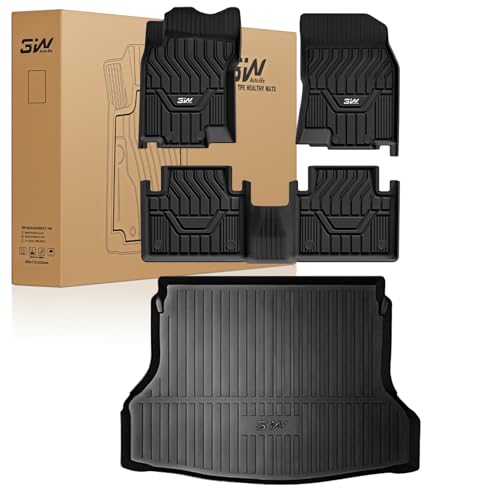 3W Nissan Rogue Floor Mats & Cargo Liner 2014-2020, All Weather TPE Custom Fit Full Set with Trunk Mat（Not for Rogue Sport） 14-20 Rogue Floor Mats