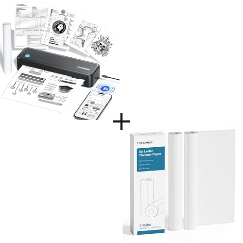 Portable Printer, D820 Thermal Printer, Bluetooth Printers for Home Use, Compatible Continuous Thermal Paper 8.5" Width, 2 Rolls
