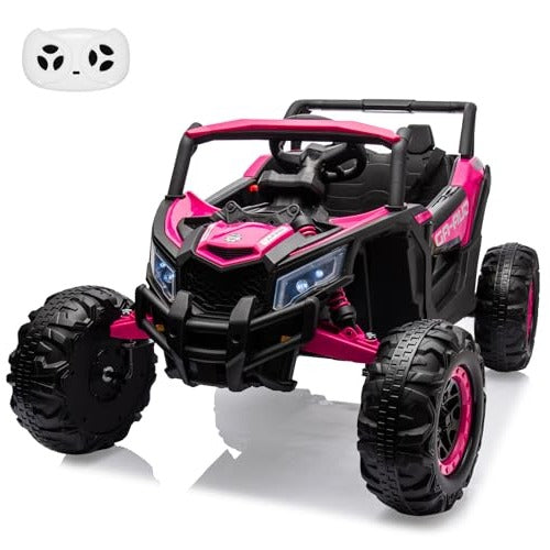 Garvee 24V Ride-On UTV: Remote Control, 200W Motor, Spring Suspension, Music, LED Lights, for Boys & Girls - Rose