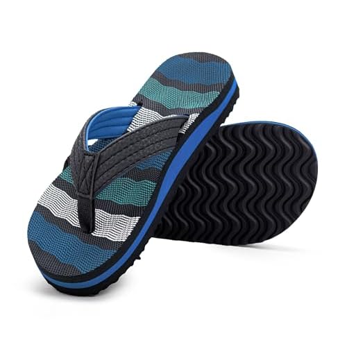 INMINPIN Kids Boys Girls Flip Flops Comfort Quick-Dry Beach Pool Aqua Thong Sandals(Little Kid-Big Kid) 12 Little Kid Dark Blue Stripe
