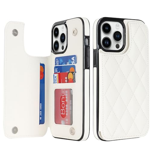 for iPhone 15 Pro Wallet Case with Credit Card Holder,RFID Blocking,PU Premium Diamond Leather Double Magnetic Clasp Kickstand Heavy Duty Protective C