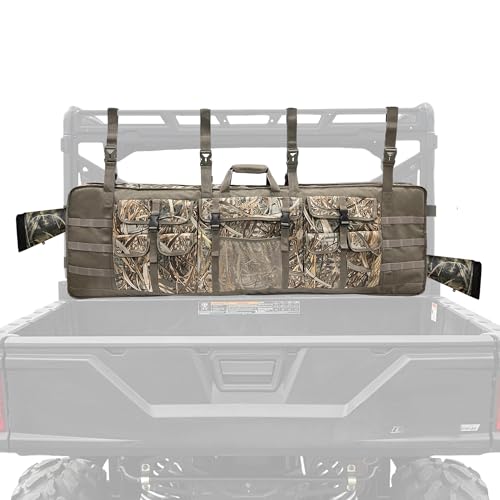 MYDAYS Double Gun Rack for UTV, Gun Carrier Rifle Case Rear Storage Bag Roll Cage Cargo Organizer for 2 Guns