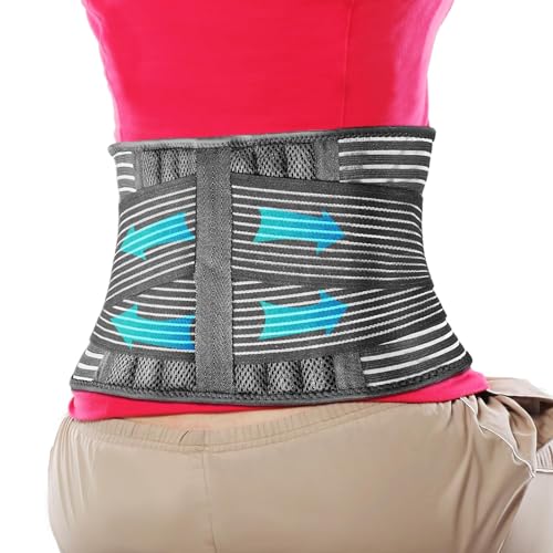 FESAS Breathable Back Brace with Lumbar Pad - Support Belt for Lower Back Pain Relief, Suitable for Women & Men, Ideal for Herniated Disc & Sciatica(S