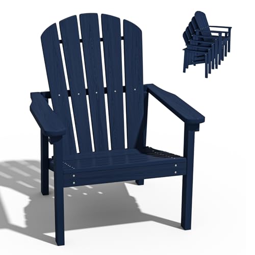 Stackable Adirondack Chair, HDPE Outdoor Patio Chair - Durable and Space Saving, Suitable for Porches, Lawns or Garden, Navy Navy classic（1pc）