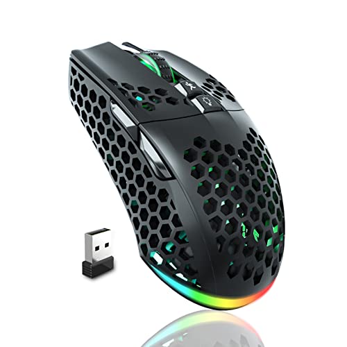 SOLAKAKA SM600 Honeycomb Shell Gaming Mouse Wireless,Tri-Modes BT5.1-2.4G Wireless-Type-C Wired Gamer Mouse with 2 Side Buttons, Macro Programmable an