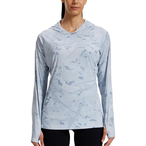 LOOGU Women's UPF 50+ Sun Protection Hoodies Shirts Slim Fit Long Sleeve Lightweight Quick Dry UV Fishing Hking Outdoor Slim Fit Large Spretta Light G
