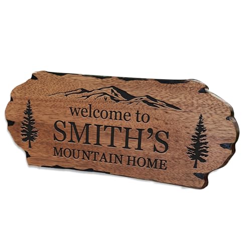 Personalized Cabin Sign - Rustic Wood Welcome Sign for Outdoor, Home Wall Decor,Farmhouse Decor, Custom Backyard Sign,Carved wood sign.3D Carving Wood
