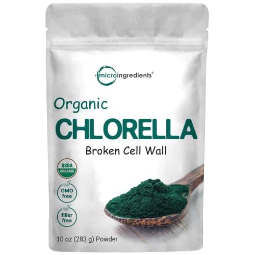 Micro Ingredients Organic Chlorella Powder, 10 Ounce, Broken Cell Wall, Rich in Vegan Proteins & Vitamins, Raw, Bulk Premium Chlorella Supplement, Veg