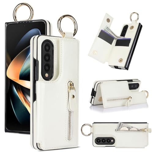 for Samsung Galaxy Z Fold 3 Wallet Case with Zipper and Credit Card Holder, Cash Slot