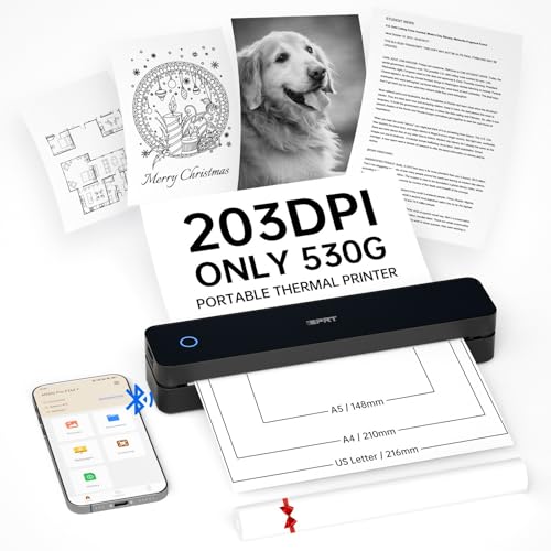 iDPRT Thermal Printer Portable Bluetooth Printers,Wireless Small Mobile Printer for Travel,Home,School,Supports 8.5" X 11" Us Letter-A4-A5 Size,Compat