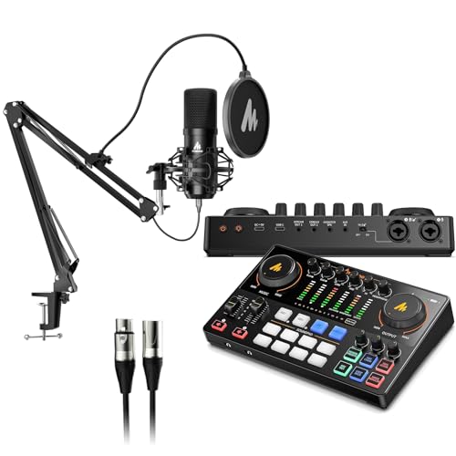 MAONO USB XLR Condenser Microphone, Podcast Equipment Bundle PC Computer with Software for Recording, Studio, Singing, YouTube (A04 Gen2+E2 Gen2+XLR C