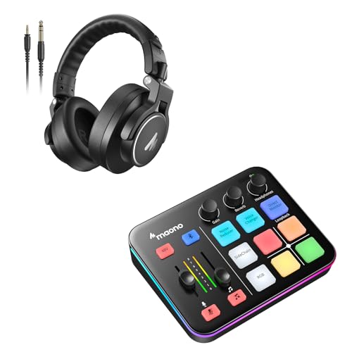 MAONO Gaming Audio Mixer G1 NEO + Studio Monitor Mixing DJ Headphones MH700