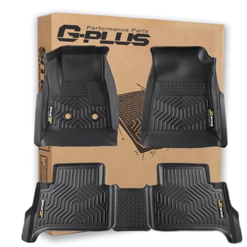G-Plus Floor Mats Compatible with Chevy Colorado-GMC Canyon Crew Cab 2015-2022 Crew Cab All Weather Full Cover Protection TPE 3 Piece,Black Fit Chevy